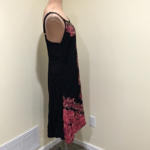 Mlle Gabrielle Midi Dress Size 1X Black Pink Gold Embroidered - Picture 5 of 10